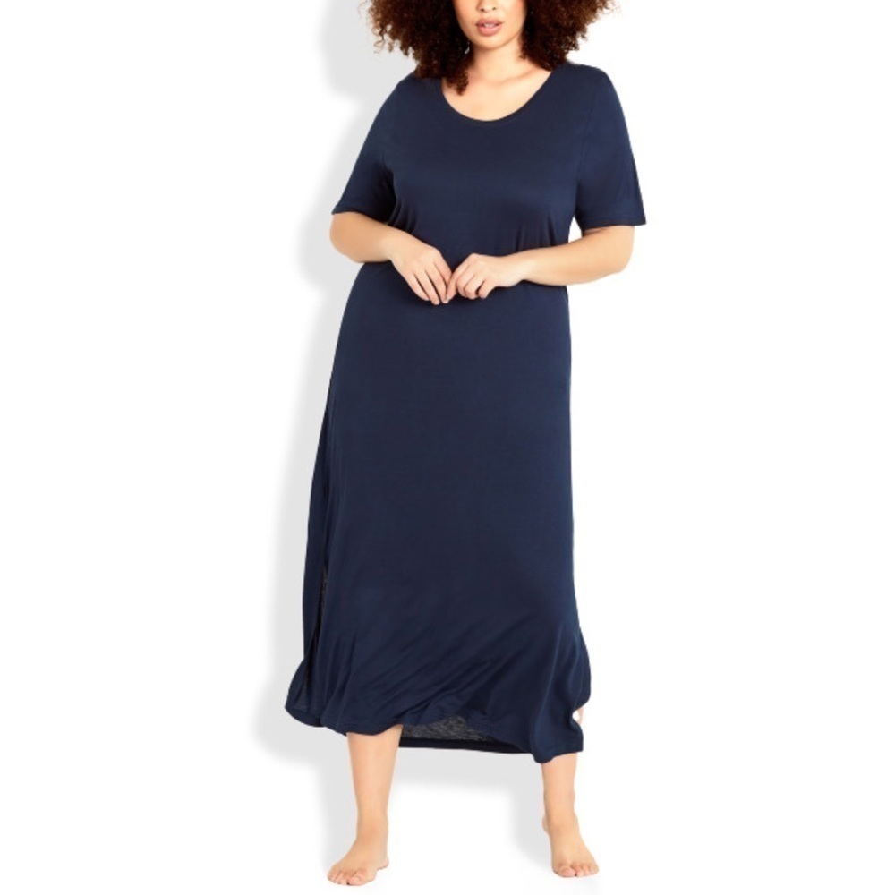 Avenue 2X-4X Navy Sleep Gown Night Dress (N99.5)